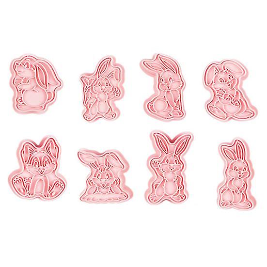 8Pcs/Set Biscuit Cutter Easy Release Press Reusable DIY Baking Tool 3D Bunny Rabbit Fondant Cookie Maker Mold Easter Supplies