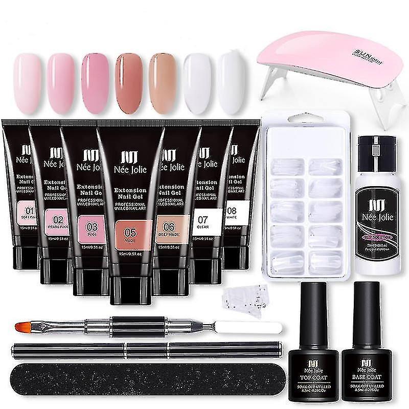 7 Colors Pink Nude All In One Kit With Nail Lamp