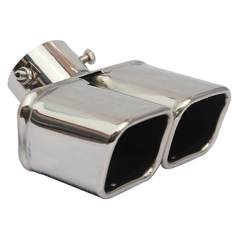 Universal Car Tail Pipe Muffler Outlet Exhaust Automobile Rear Tube Tip Nozzle Double Refit End Trim Replacement with 3 screws
