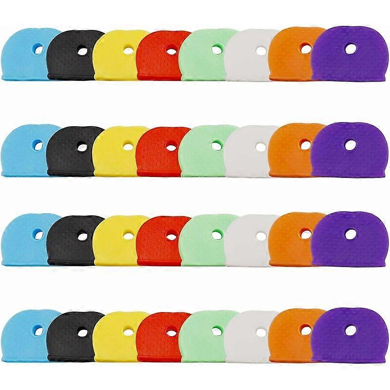 32 Pieces Key Covers, 8 Colors Flexible Key Covers Universal Rubber Key Caps for Key Identification