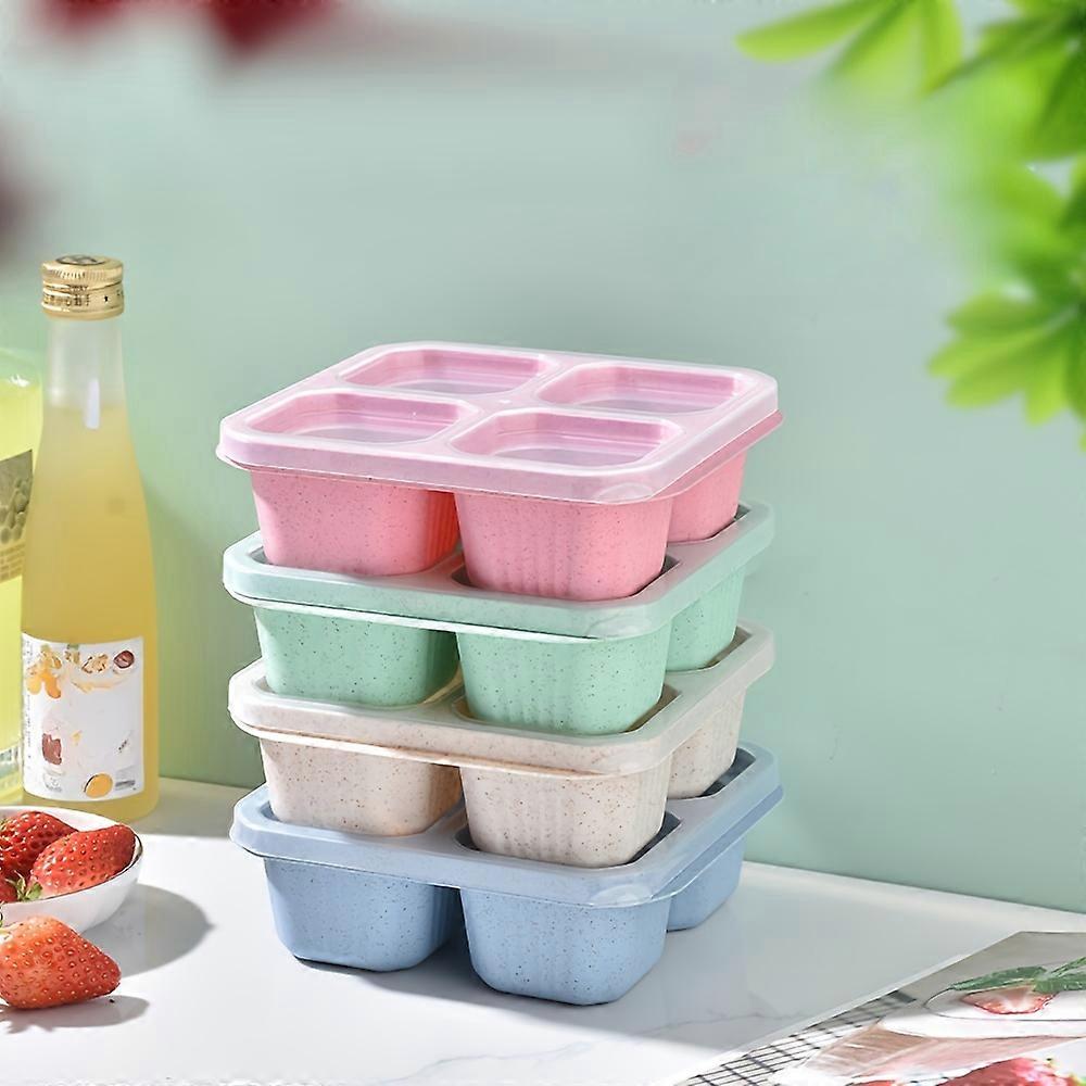 4pcs Bento Boxes, Snack Containers, Divided Bento Snack Box, 4 Compartments Reusable Meal Prep Lunch Containers, For Picnic, Camping, School And Offic