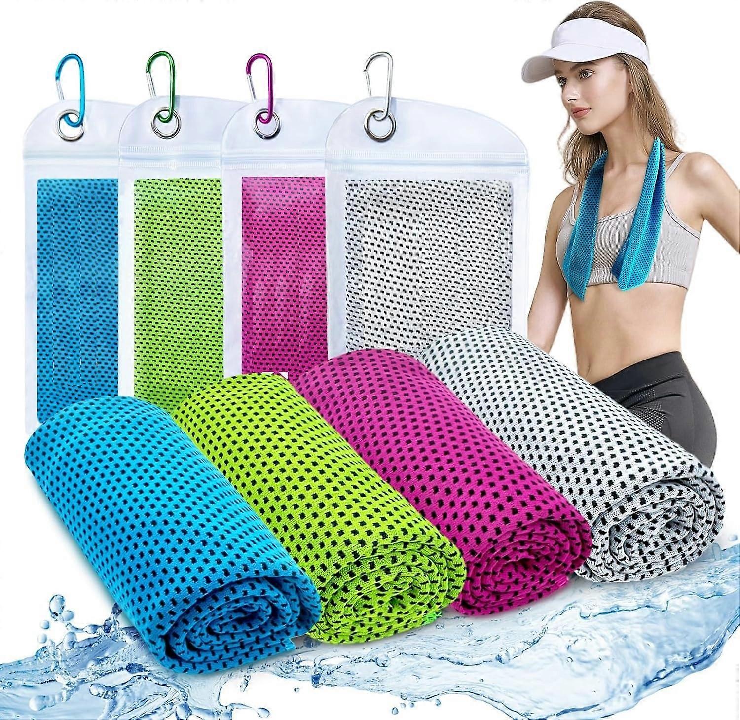 4 Packs Cooling Towels, 40" x 12" Microfiber Cooling Towels for Neck and Face, Soft Breathable Gym Towels for Working Out