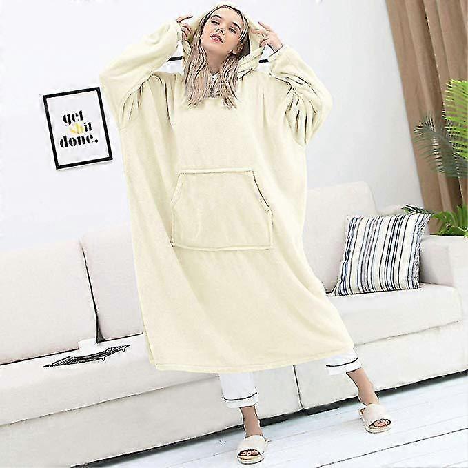 袖付きJianghuoノルディックスーパーロングフランネルブランケット冬のパーカースウェットシャツソリッドプルオーバーフリース特大ジャイアントテレビレッドブランケット