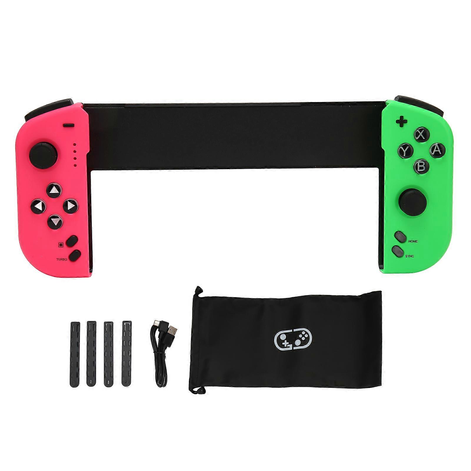 Wireless Gaming Controller Multifunction 6 Axes Body Sense Turbo Function Bluetooth Game Controller for Switch Joycon Pink Green