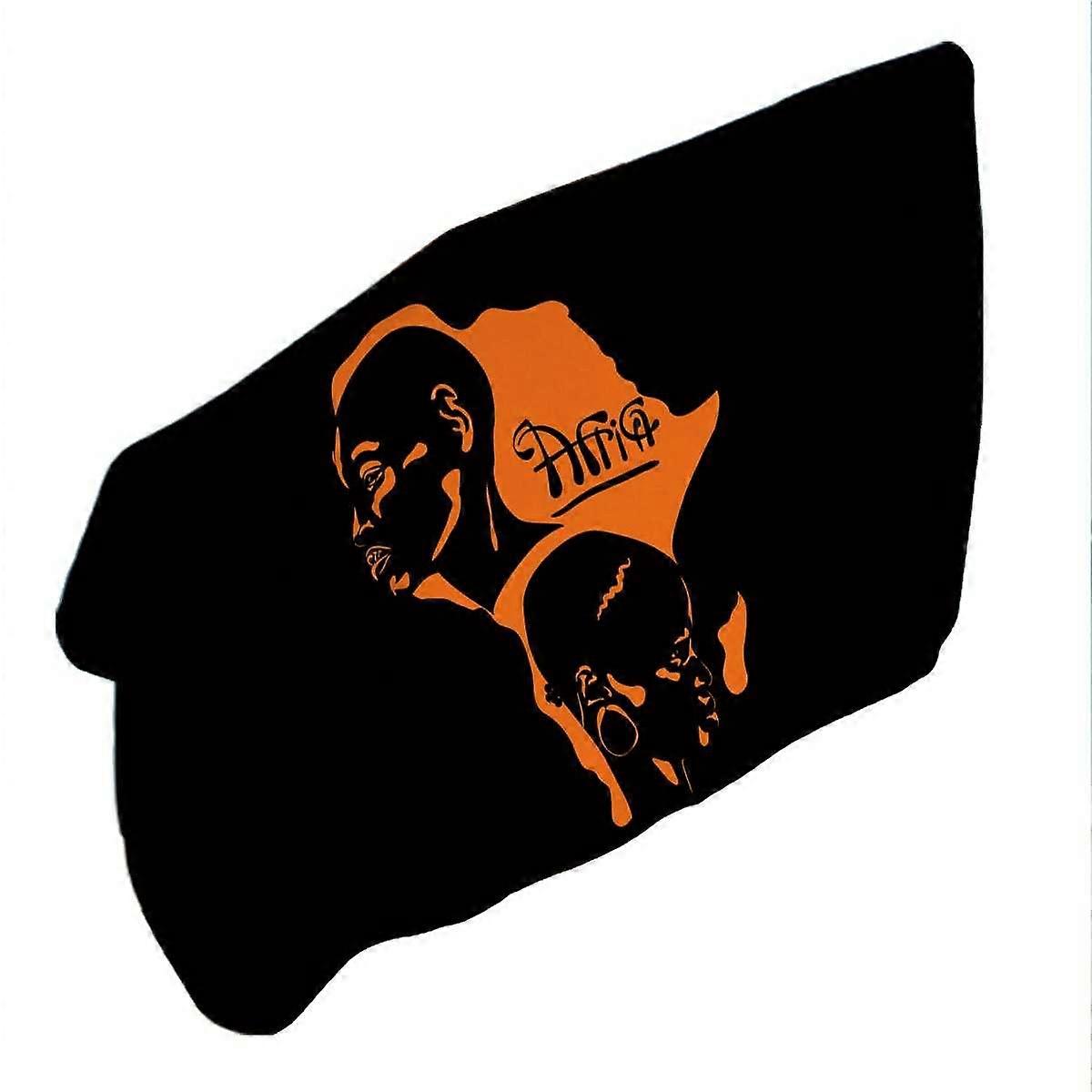 Black and Orange African Figures Microfiber Beach Towel
