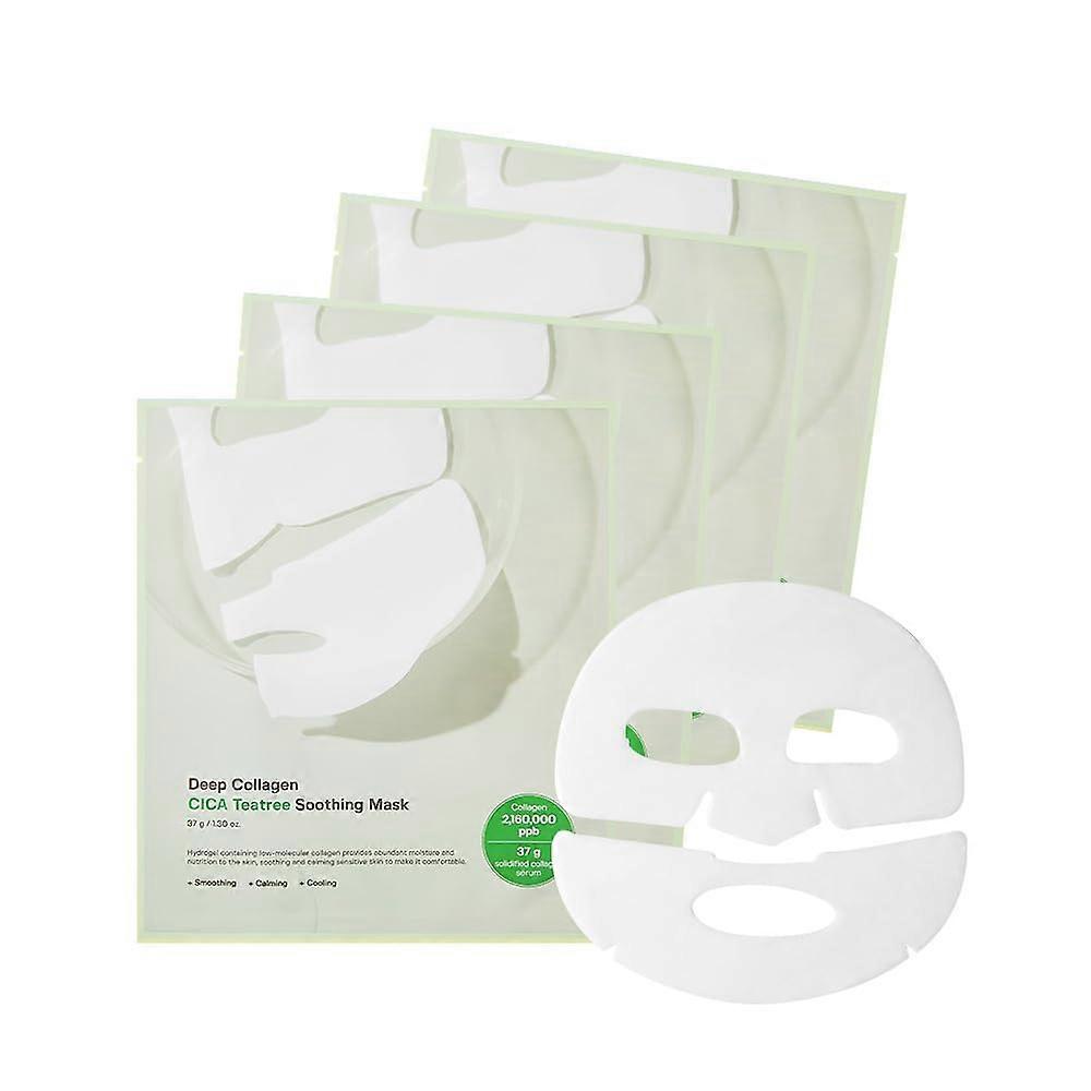 Deep Collagen CICA Teatree Soothing Overnight Mask 37gx4ea | The real collagen 2,160,000ppb | Facial Hydrogel Masks with low molecular weight collagen