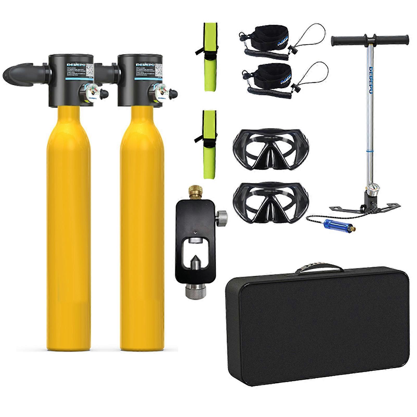 Pro Scuba-Diving Equipment Set 0.5L Double Oxygen Cylinder Snorkeling Set