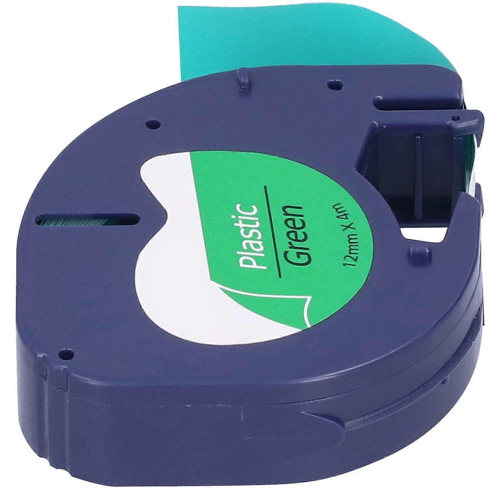 DYMO LETRATAGマシンリボンDIYプリントアクセサリーのラベルテープ交換12mm x 4メートル緑地に黒の手紙91204