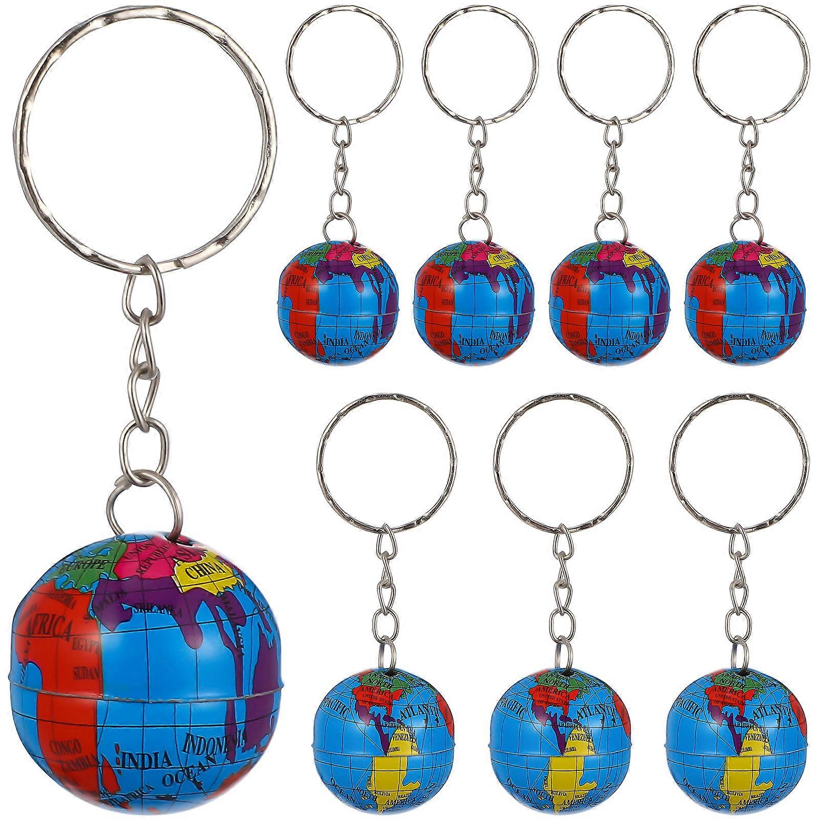 12 Pcs Globe Pendants Keychains Creative Key Rings with Globe Pendants Key Holders Craft Ornaments