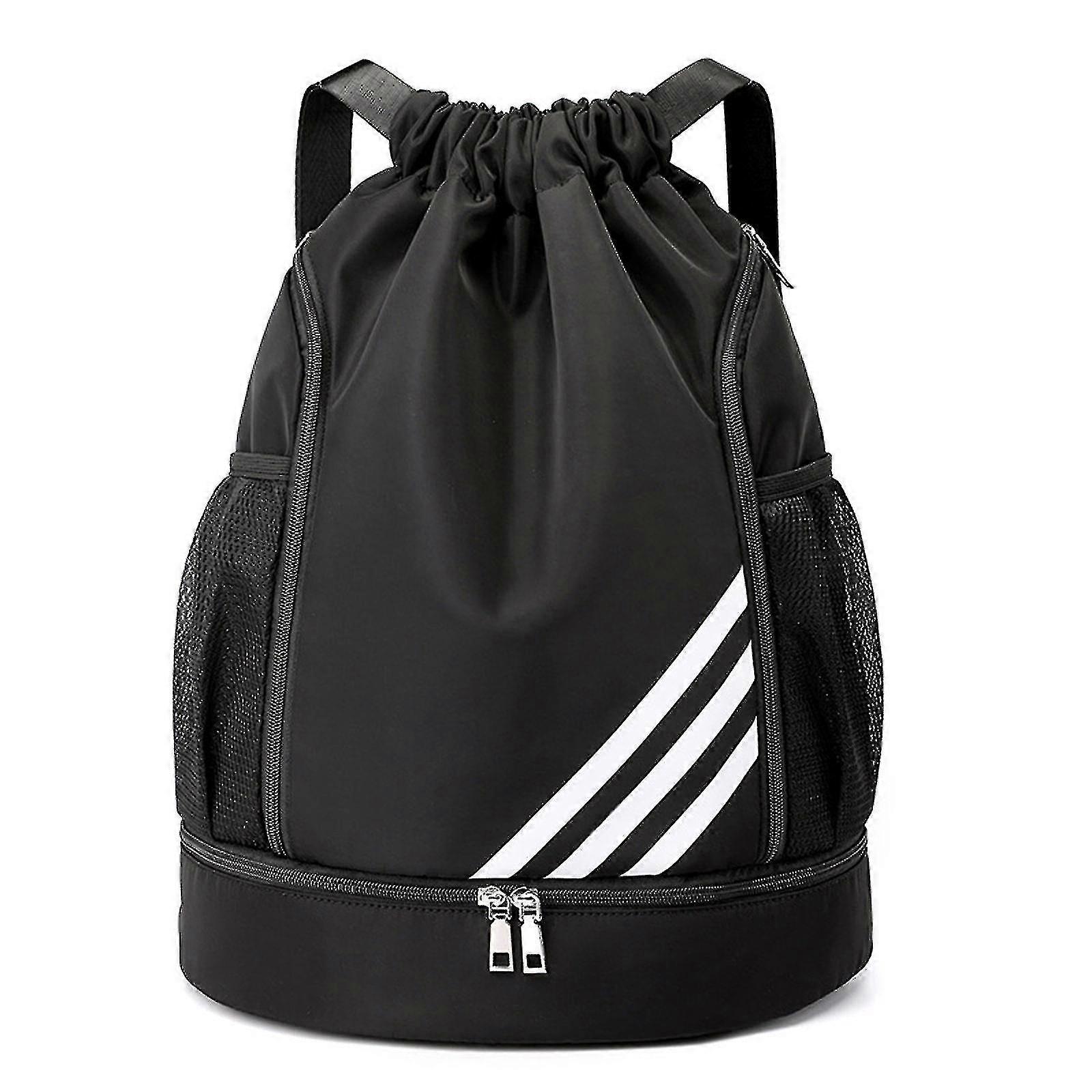 2023 New Drawstring Backpack Sports Gym Bag With Internal Compartment And Two Water Bottle Holder