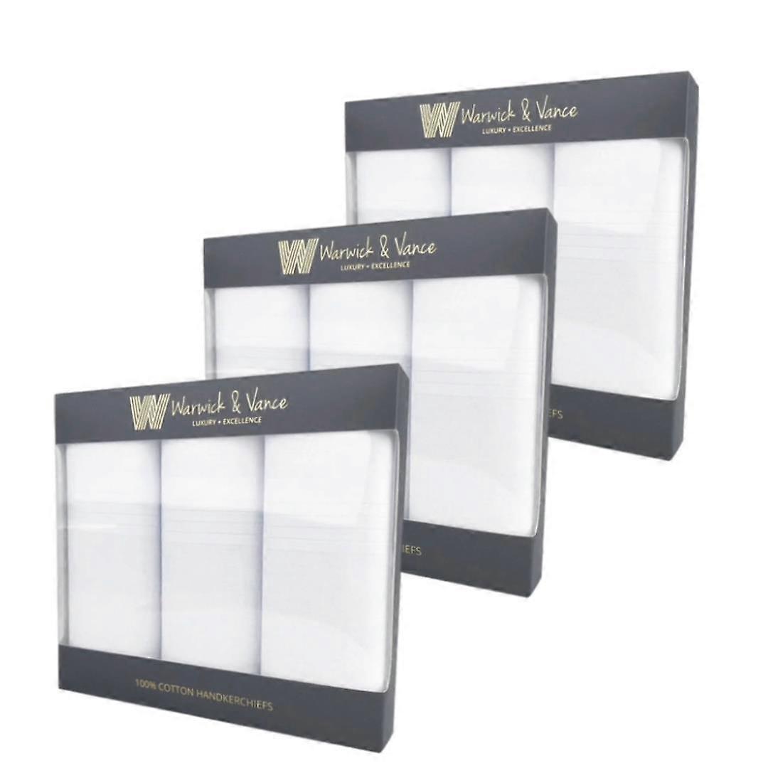 3 Pack Men's 100% Cotton Plain White Handkerchiefs