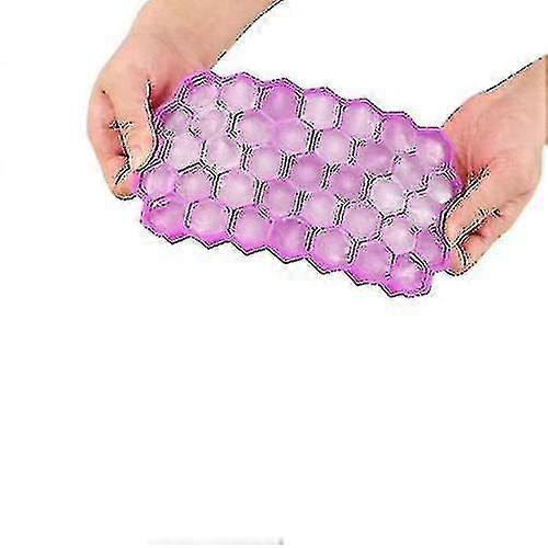 2 Pack Silicone Ice Cube Tray 37 Compartiment Ice Cube Moule avec couvercle (violet)
