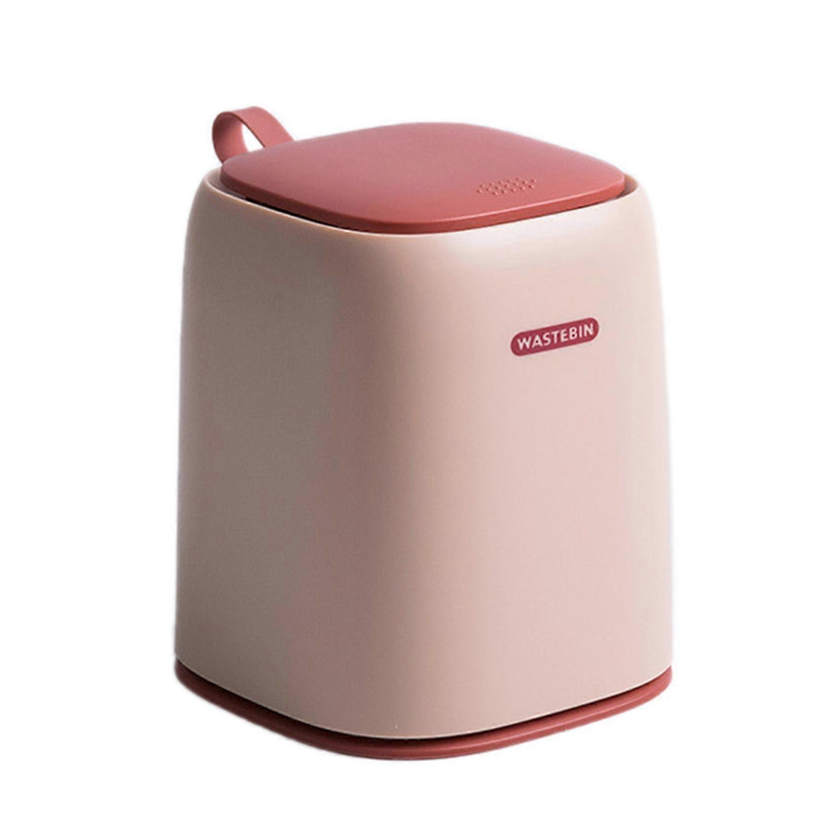 Mini Small Waste Bin Desktop Trash Can Plastic Dustbin -Pink