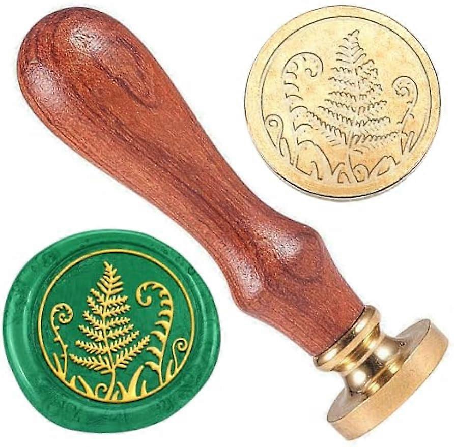 1pc Fern Leaf Wax Seal Stamp Embossed Stamp Sealing Vintage Elegant Removable 1" Brass Seal Wood Handle