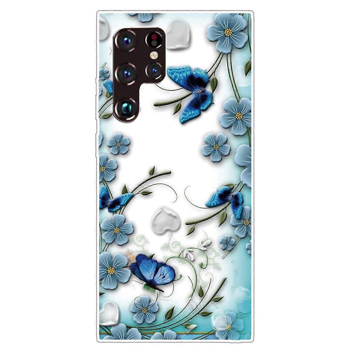 Pattern Printing Anti-scratch Soft TPU Cell Phone Back Case Cover for Samsung Galaxy S22 Ultra 5G - Tree and Moon