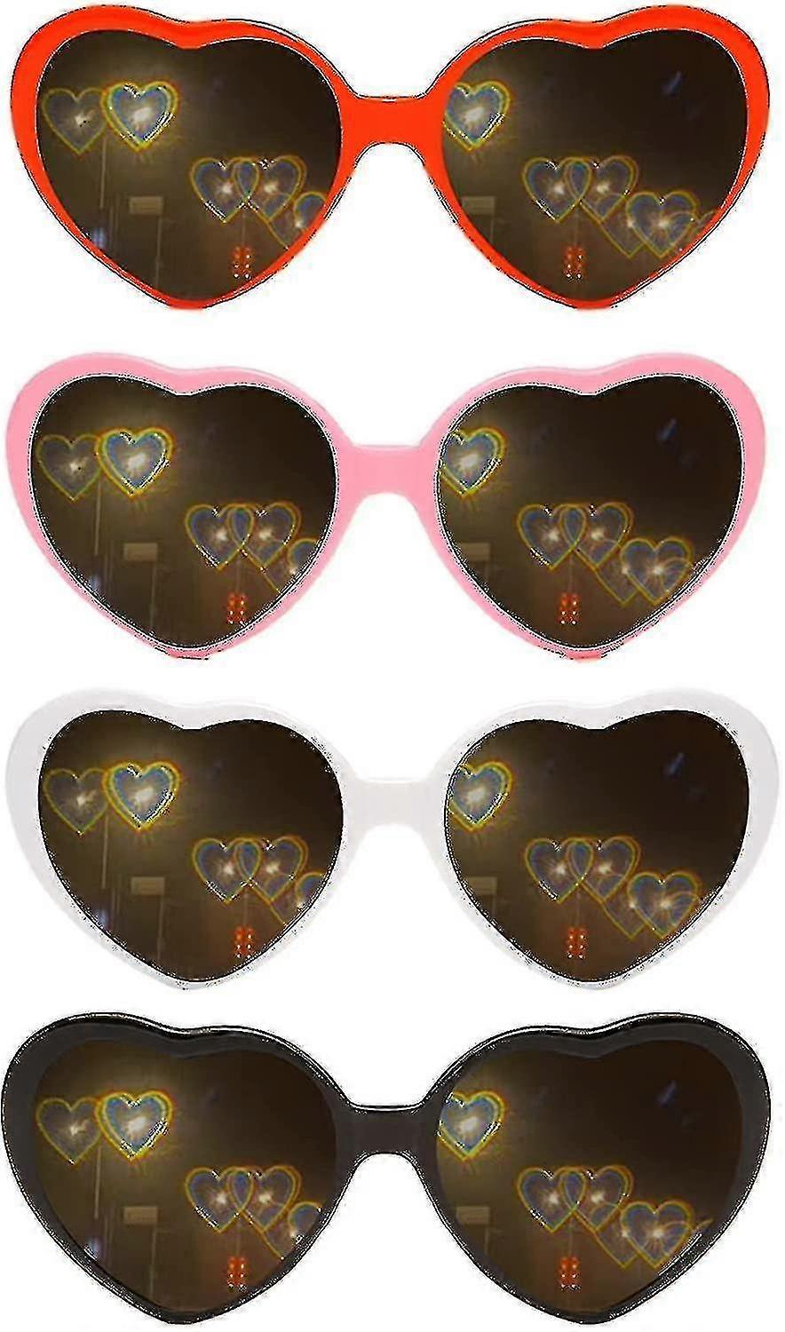 4pcs 3d Heart Sunglasses N