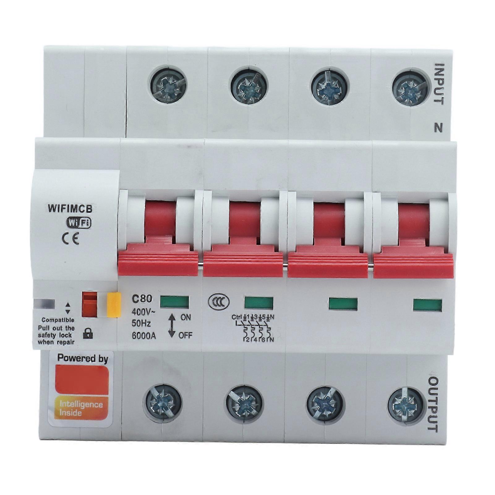 Interruttore automatico Smart WiFi Bluetooth 4P Interruttore remoto AC 400V con blocco di sicurezza per Home80A