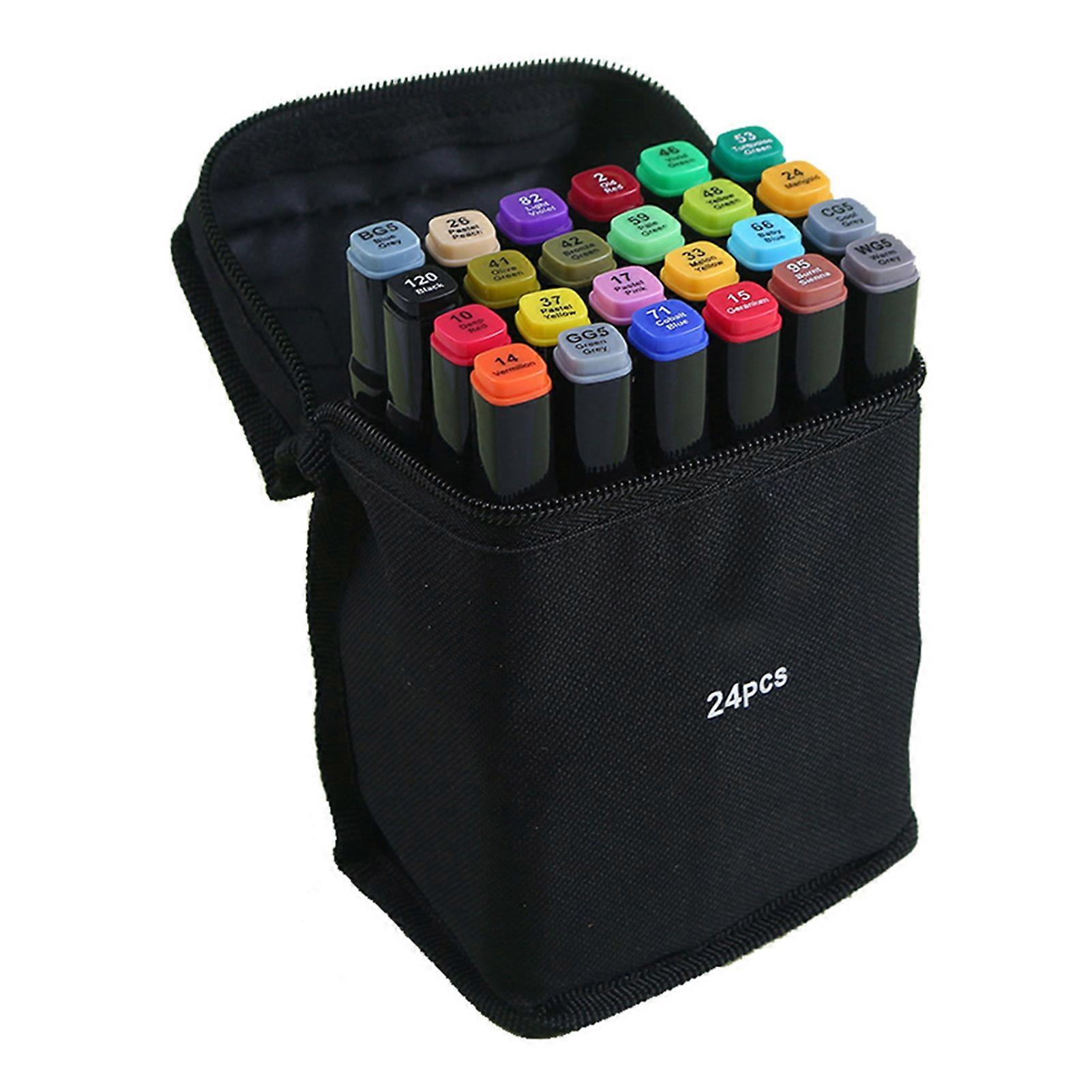 24/36/48/60 Color Double-headed Oily Marker Pen Multifunctional Portable Painting Tool for Drawing Sketching