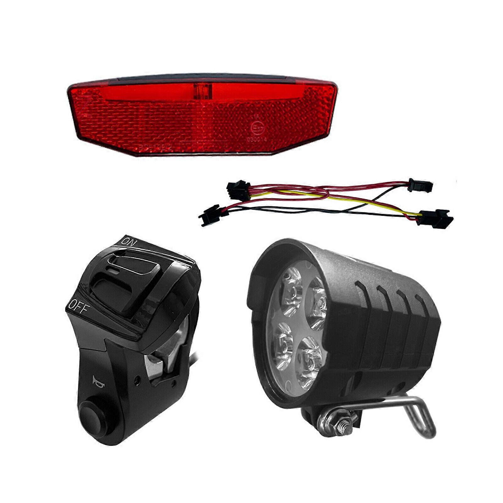 3 in 1 kit 36V/48V/52V/60V e-Bike Light Kit Headlight & Tail Light with Horn