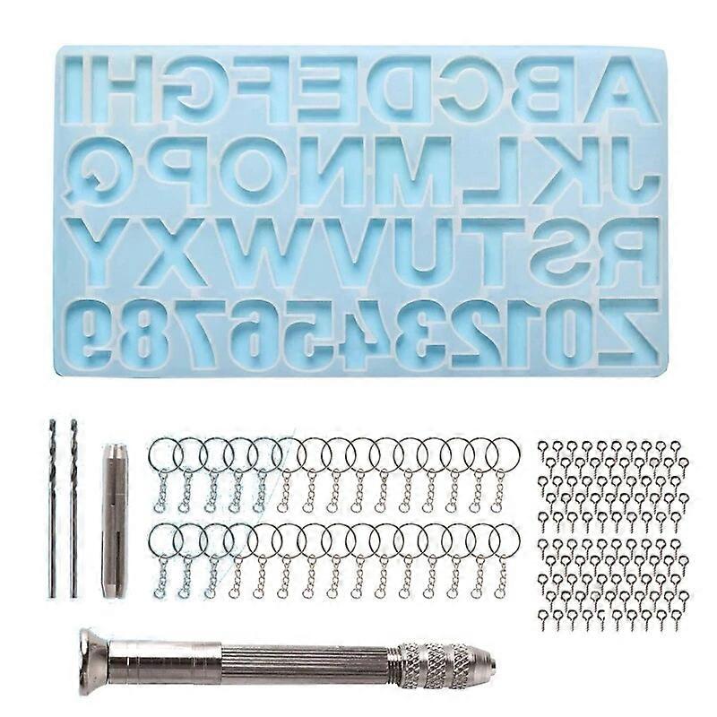 Epoxy Casting Mold Set Include 1X Hand Drill 2X Drill Bits 30X Keyrings 100X Screw Pins For Making DIY Resin Supplies