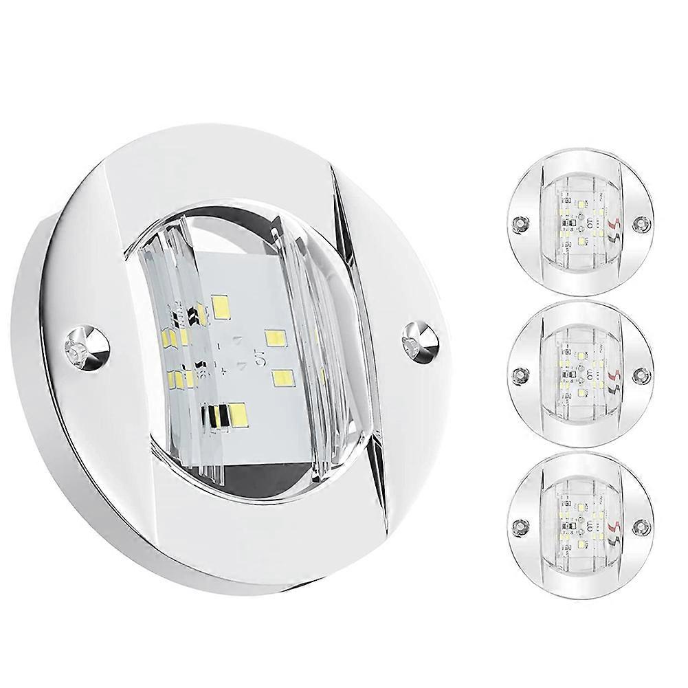 4Pcs Lumini interioare pentru bărci marine, 12V LED pentru puntea bărcii Lumină de curtoazie 3 '' rotund alb 6 LED pupa traversă lumină de ancorare