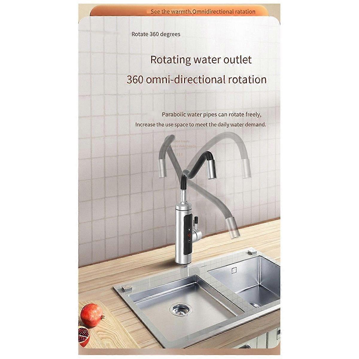 Instant Water Faucet Electric Hot Water Heater Faucet LCD Digital Kitchen Instant Heating Faucet EU