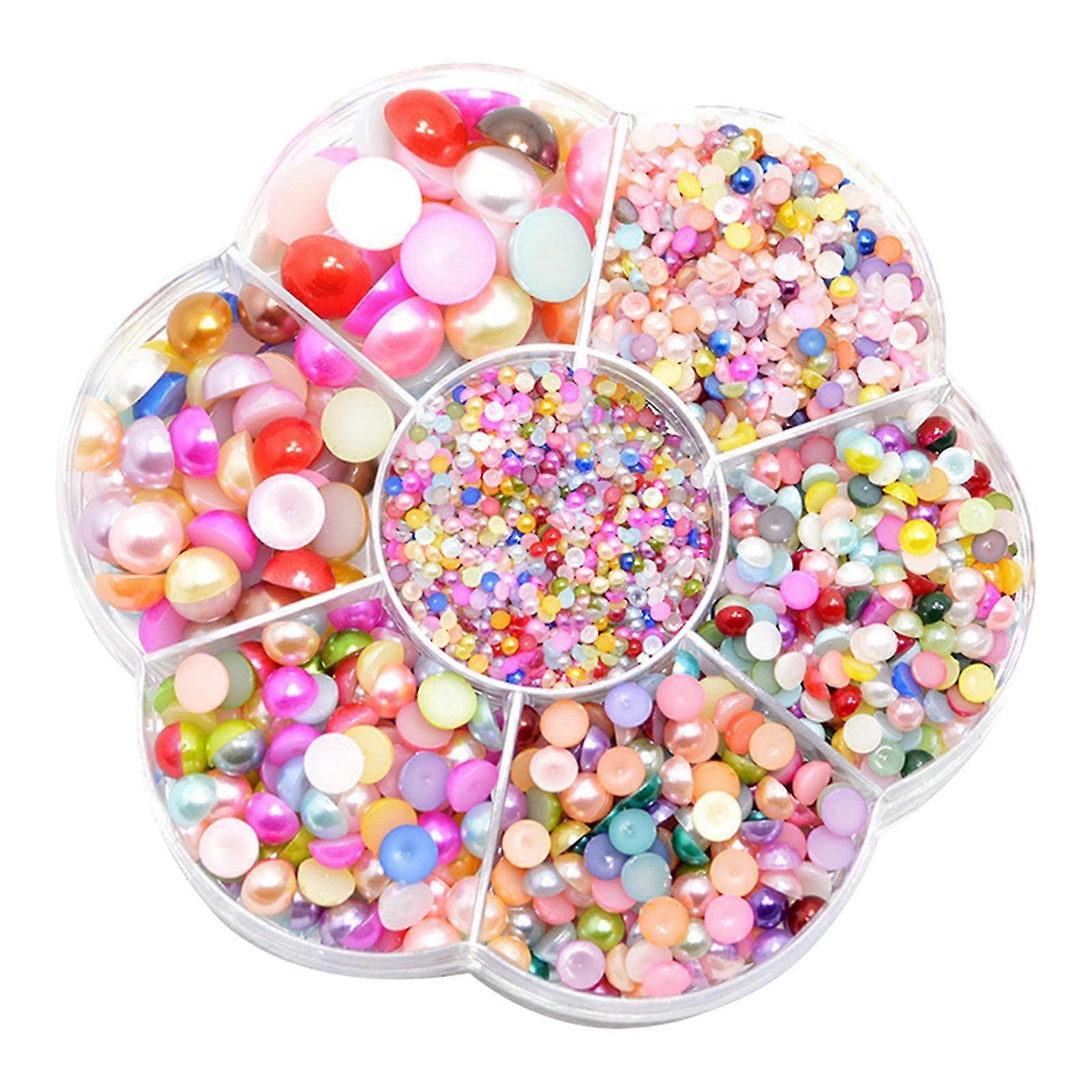 5600pcs Half Round Colorful For Crafts Embellishment Flatback Pearl Abs 7 Sizes