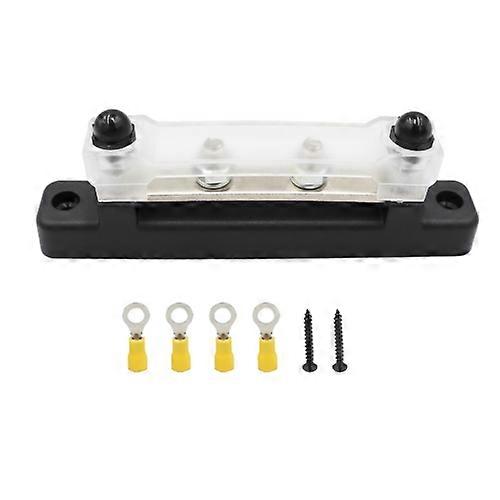 CP-3119 150A 12-48V RV Yacht Single-row 2-way Busbar with 4pcs Terminals(Black)