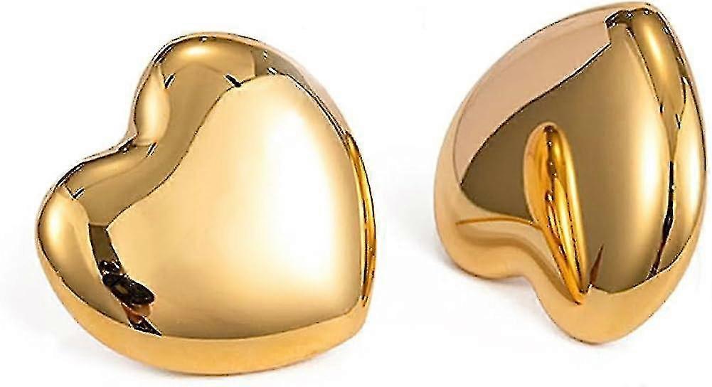 Heart Drop náušnice Double Heart Statement Dangle náušnice pro ženy Dívky Gold Silver