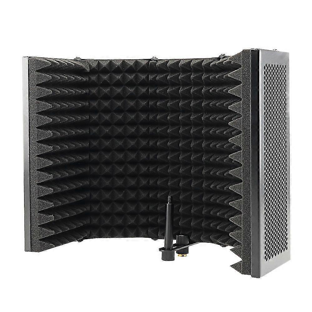 5 Panel Foldable Studio Microphone Isolation Shield Recording Sound Absorber Foam Panel