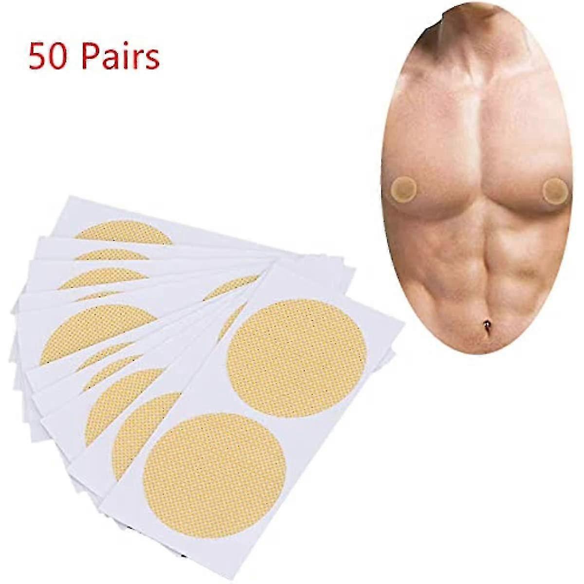 50 par män bröstvårtskydd nippelskydd kit engångs självhäftande nippelklistermärken Hide &; Care System för män