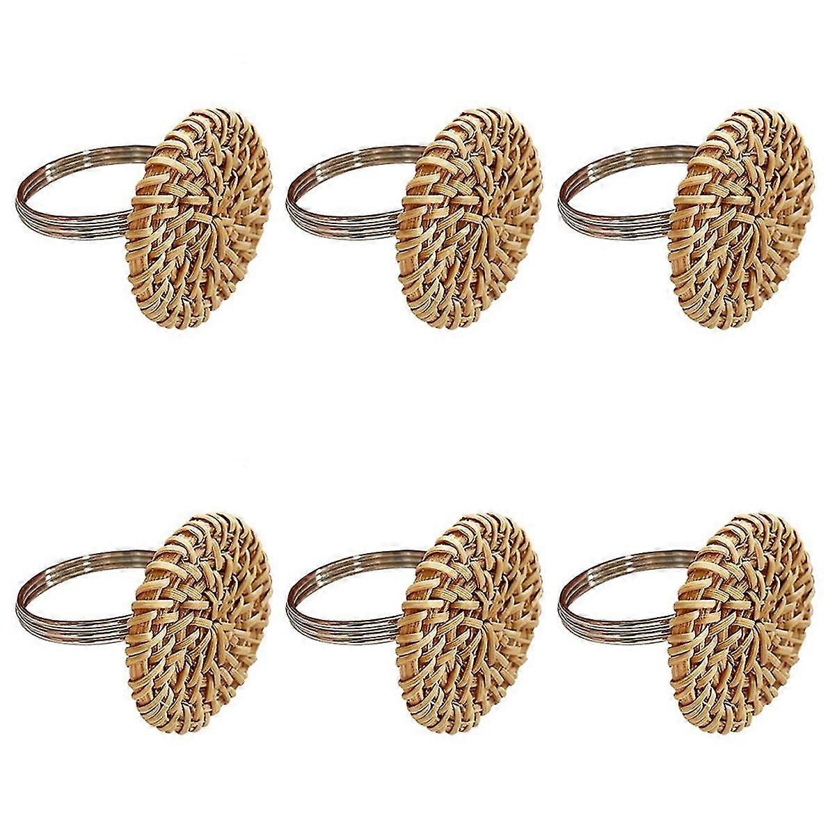 Fall Napkin Rings Set Of 6, Vintage Napkin Ring For Table Setting, Handmade Rattan Serviette Rings H