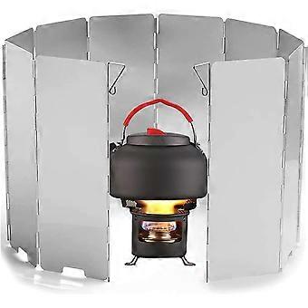 10 stk Sammenleggbar utendørs komfyr frontrute, rustfritt stål komfyr frontrute, plate aluminium camping komfyr frontrute med bæreveske, egnet for kam