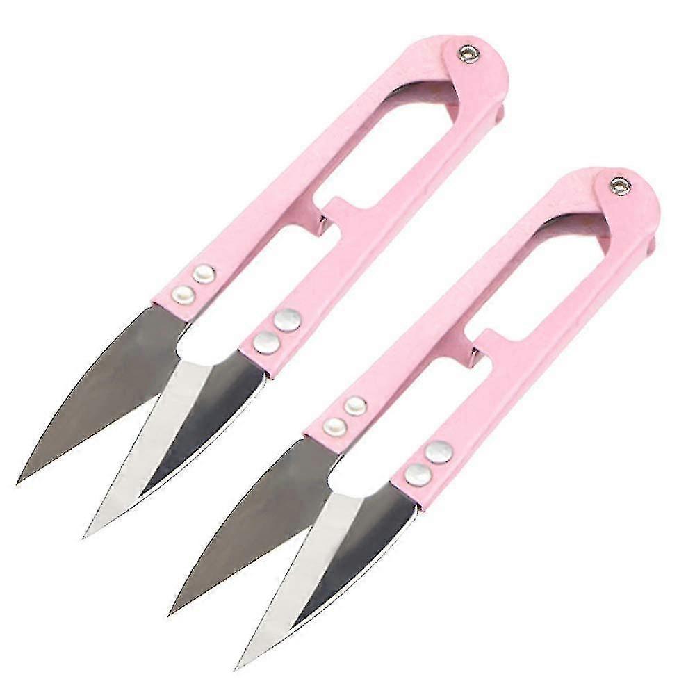 2pcs Metal U-shaped Grip Sewing Scissors Yarn Thread Tailors Cutter Mini Small Snips Trimming Nipper - Great For Stitch,diy