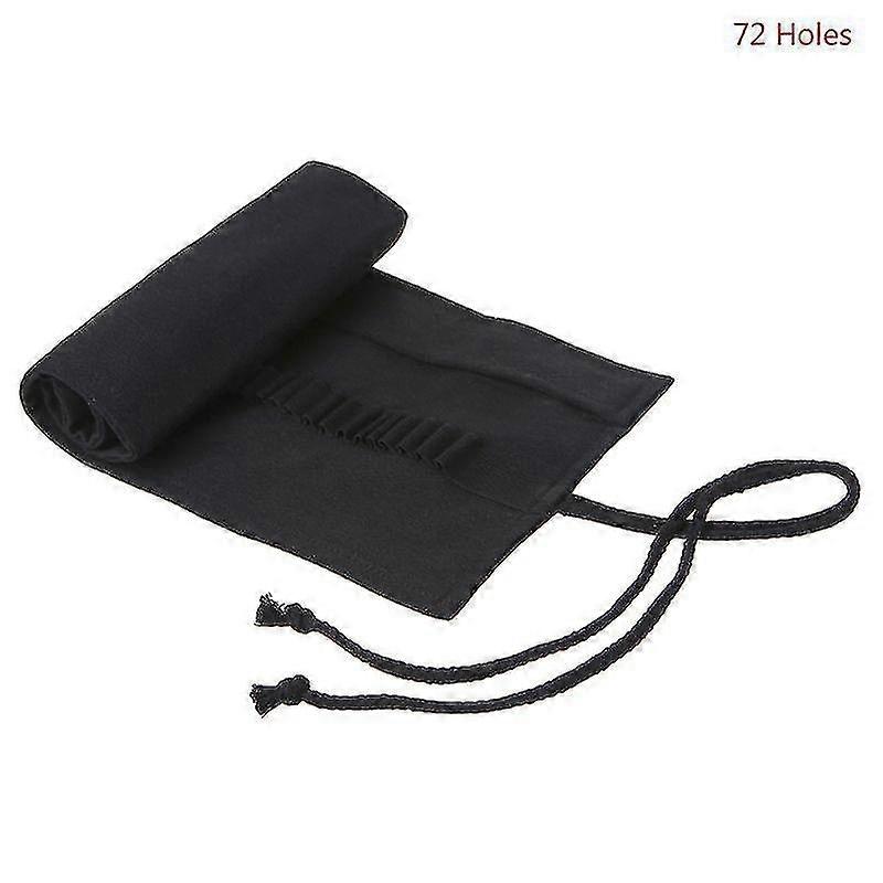Good Black Color School Pencil Case Roller 12/24/36/48/72 Holes Canvas Roll Up