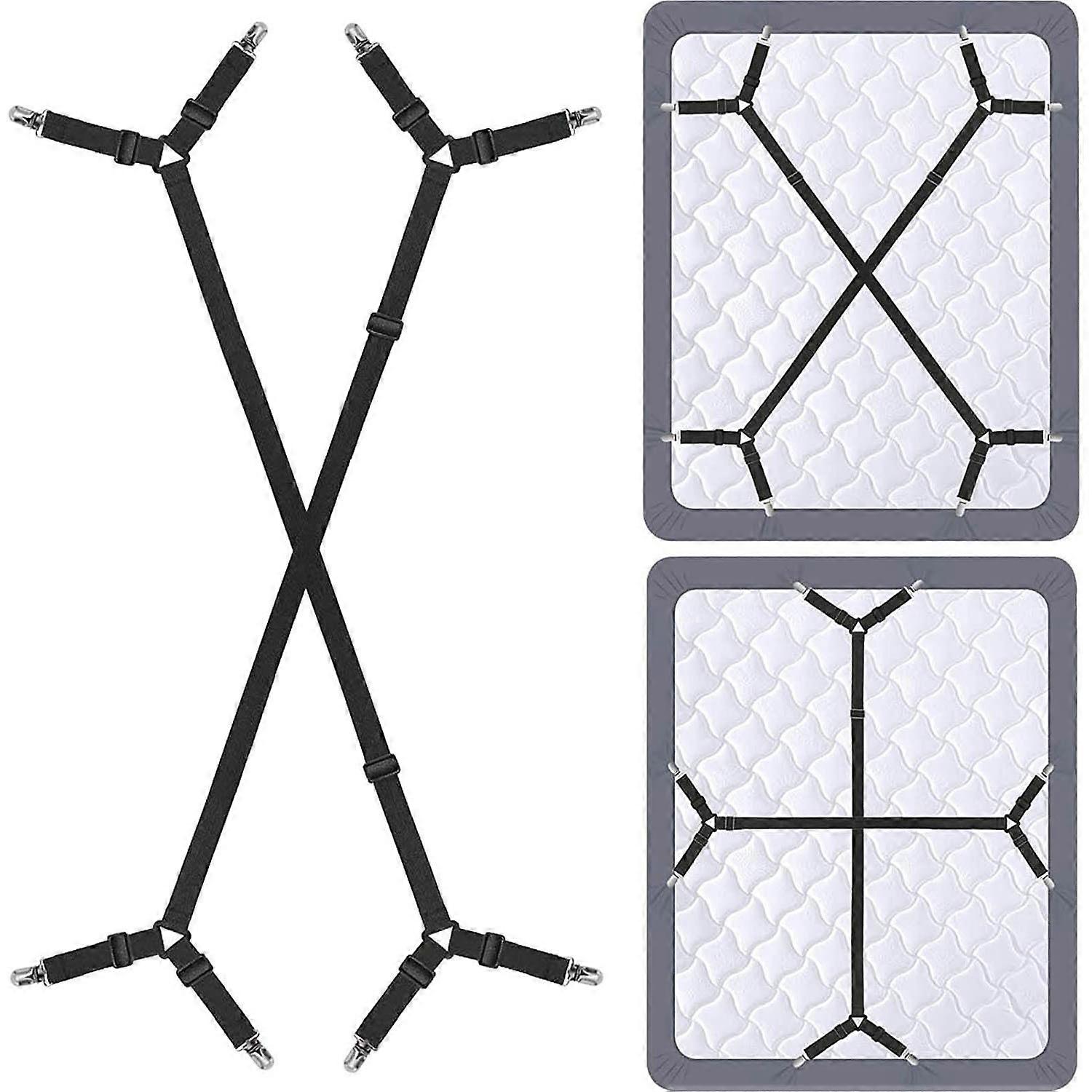 Sheet Clip, Cross Sheet with Fastener Fitted Sheet Flat Sheet Mattress Corner Suspension Clip Holder 2 Pieces