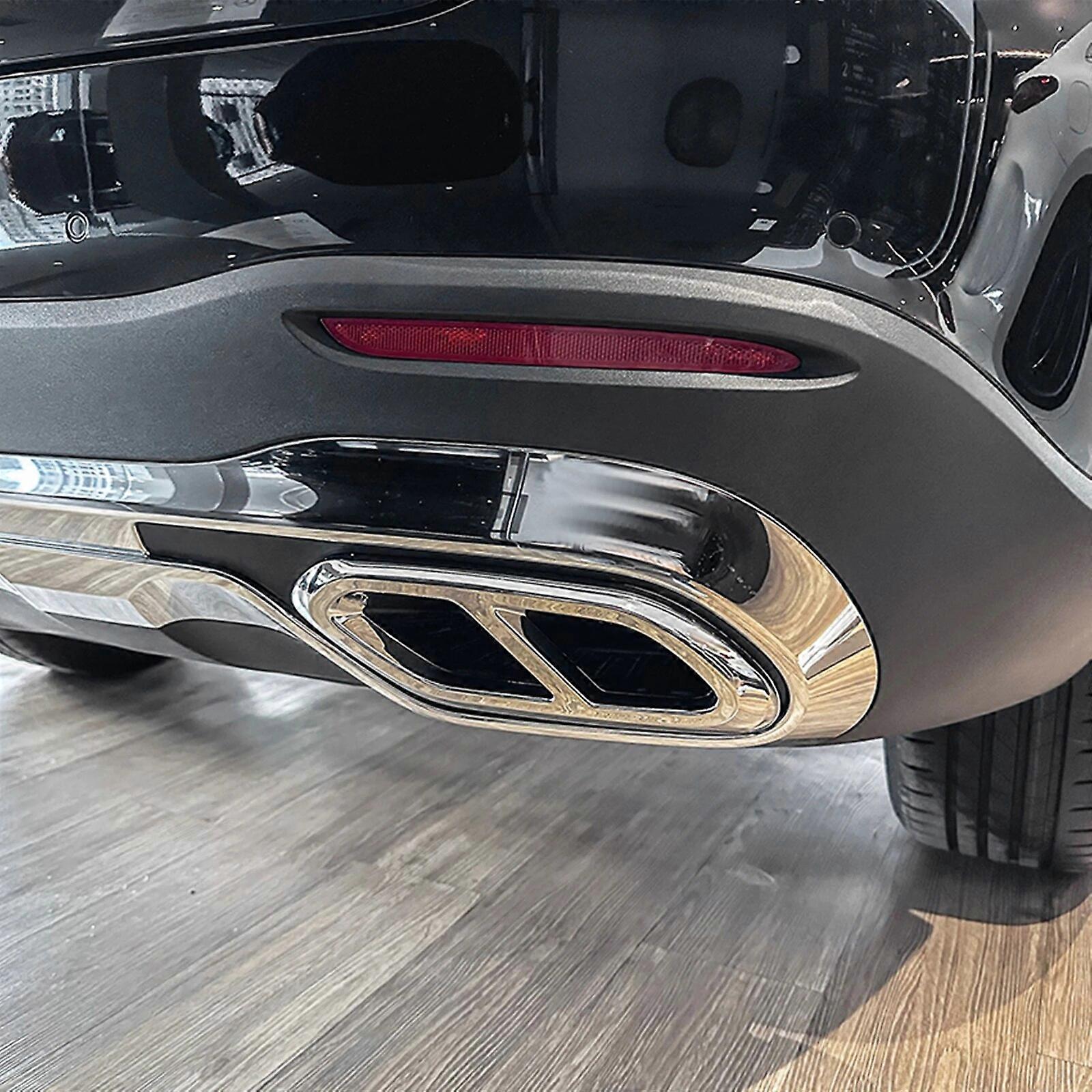 Garniture échappement Arrière 4 Sorties Pour Mercedes Classe GLC X254 (2023-2024) - Argent Chromé, Collage Direct