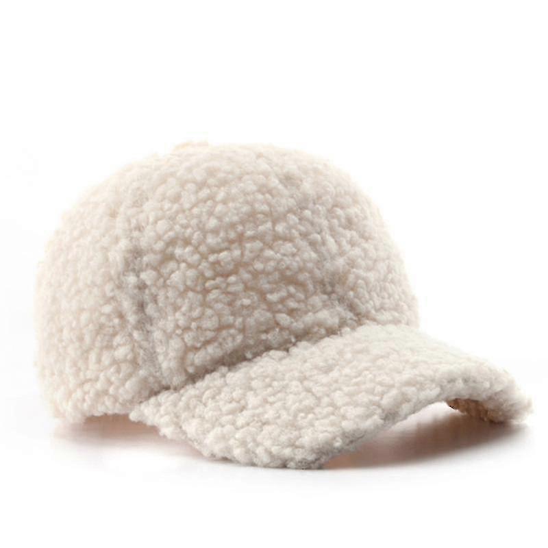 ラムウール野球帽暖かい冬のテディフリースヒップホップキャップ男性用女性屋外旅行ブラックベージュピンク