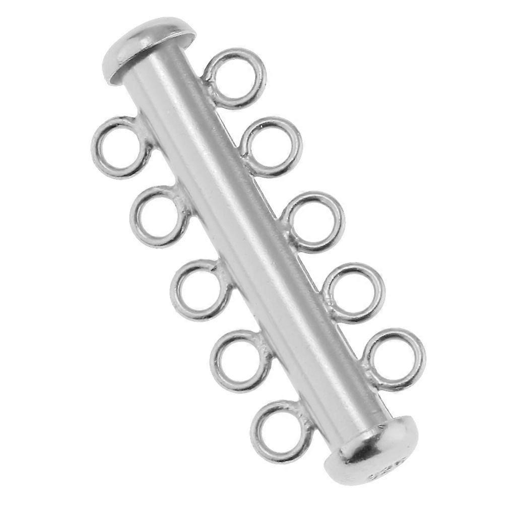 Platinum Plated 925 Sterling Silver 2-5 Strands Slide Clasp Finding 5 Strand