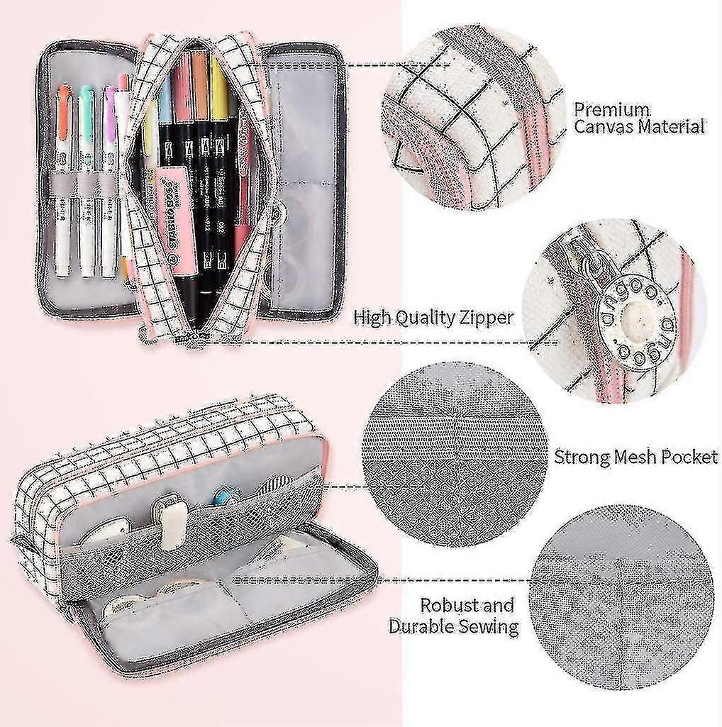 Durable Pencil Case With Zip And 3 Compartments