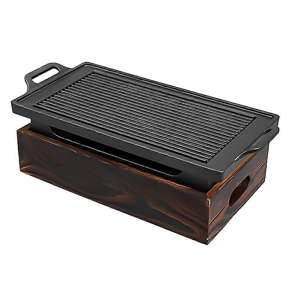 Griglia per barbecue portatile senza fumo Forno a carbone per picnic all'aperto Legno+Lega di alluminio Nero