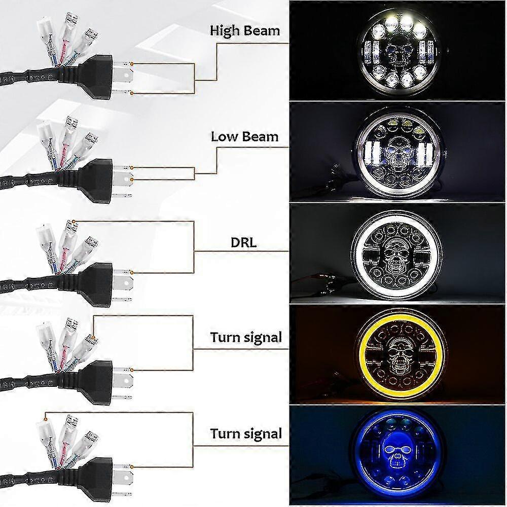 Faro Moto A LED 7 Pollici Con Staffa Universale – Luce Bianca DRL Abbagliante/Anabbagliante