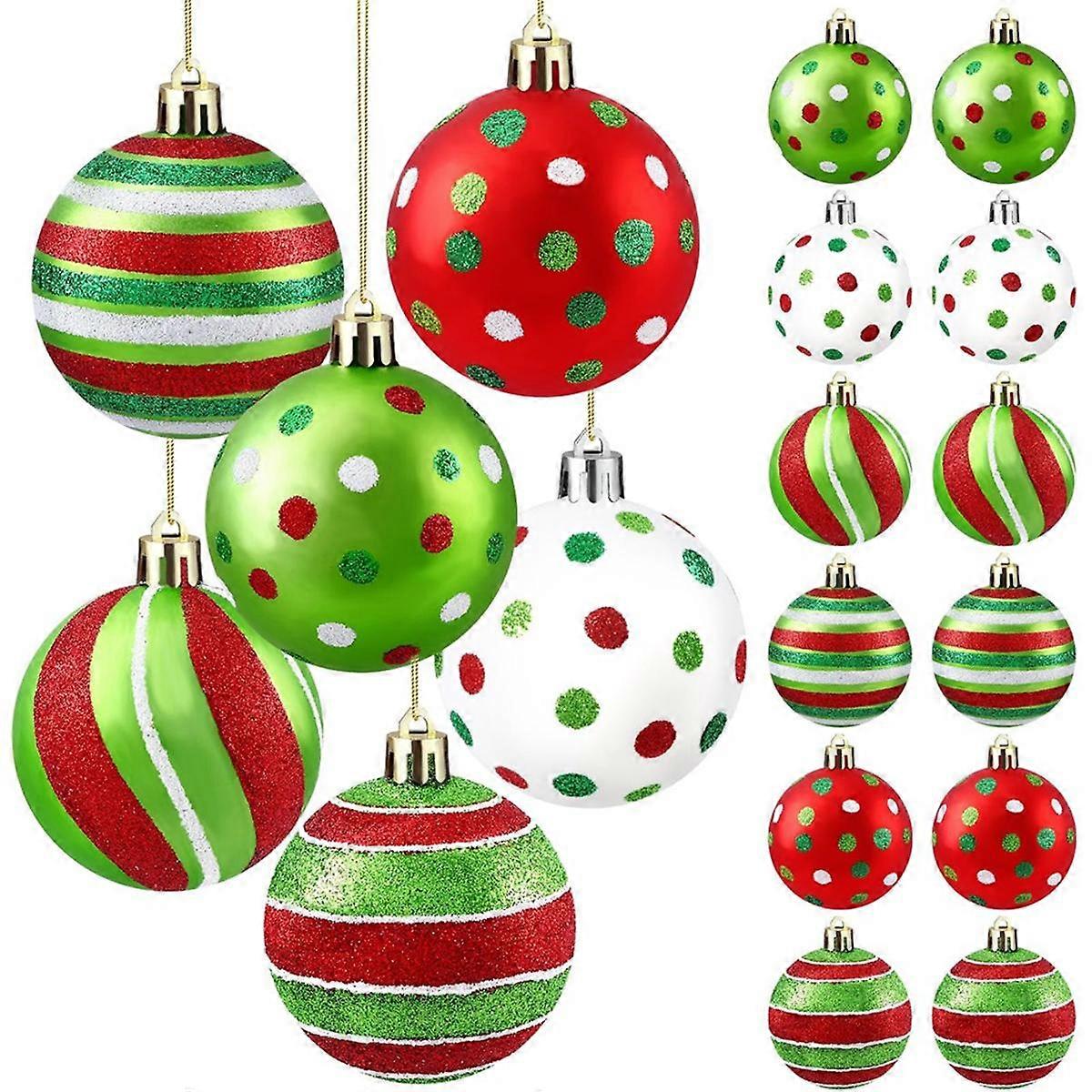 18pcs Christmas Balls Ornament 2.4 Inch Glittering Hanging Xmas Balls for Tree Decoration,for Home