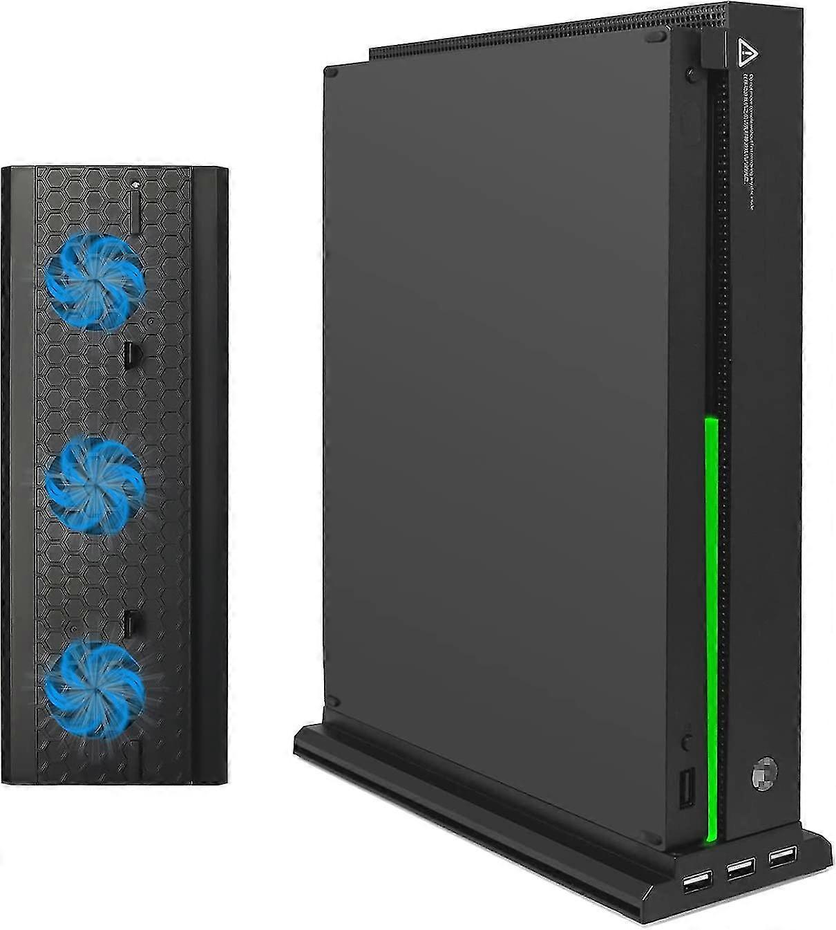 垂直冷却スタンド互換Xbox One X、3つのUSBポートとライトバーを備えたXbox One X用の冷却ファンスタンド