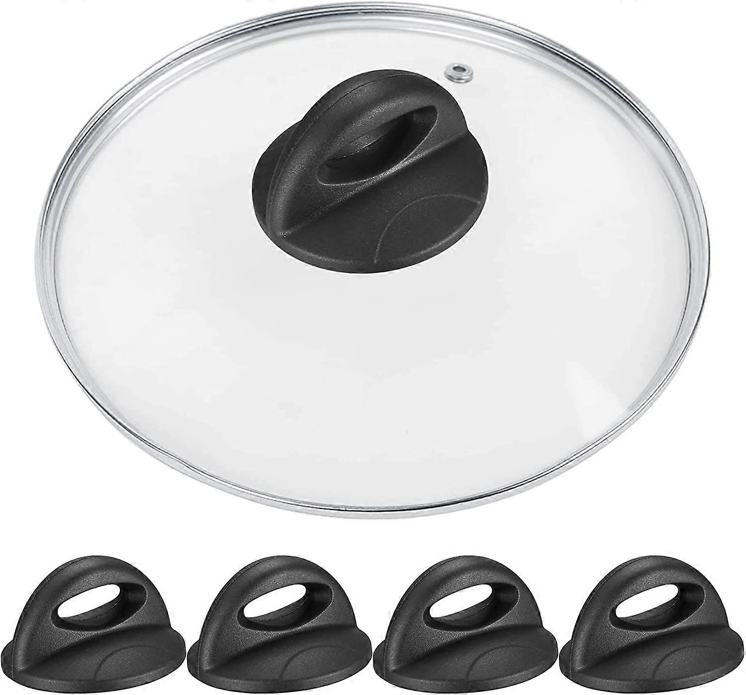4 Pieces Stove Lid Knobs, Pot Lid Knobs, Kitchen Lid Knob Replacement for Glass Lid, Lid Handle - Black