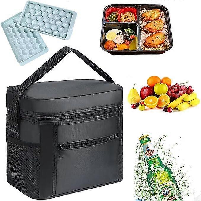 Foldable Insulated Cooler Bag, 10L Picnic Lunch Bag with Lid, Mini Portable Cooler Box