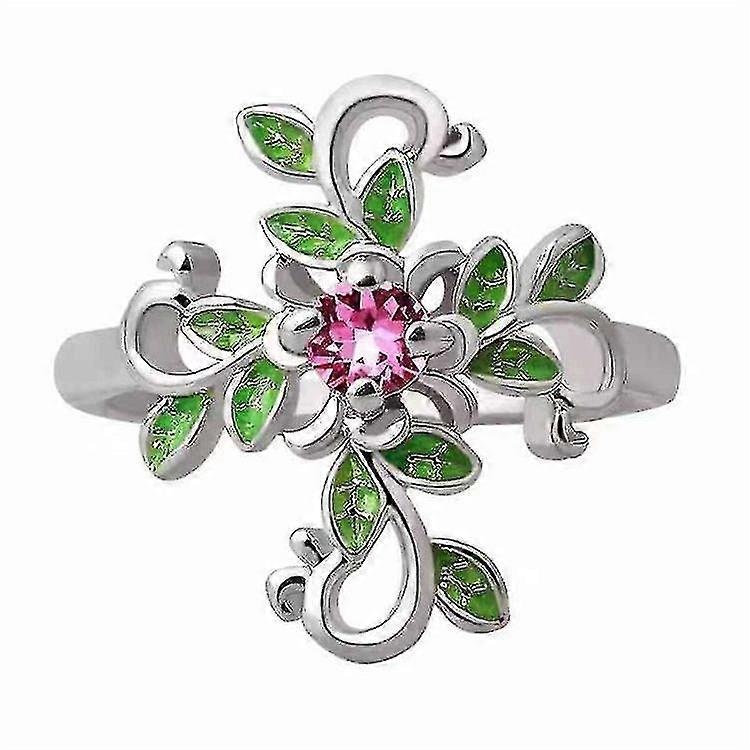 Silver Plated Surrounding Branch Set With Red Zircon Ring - Ladies Silver Surrounding Branch Set With Red Zircon Ring