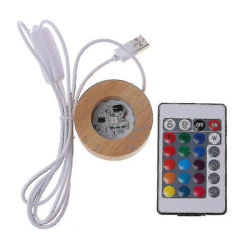 Resin Display Wood Led 12 Colors Rgb Adjustable Light Base With Remote Control