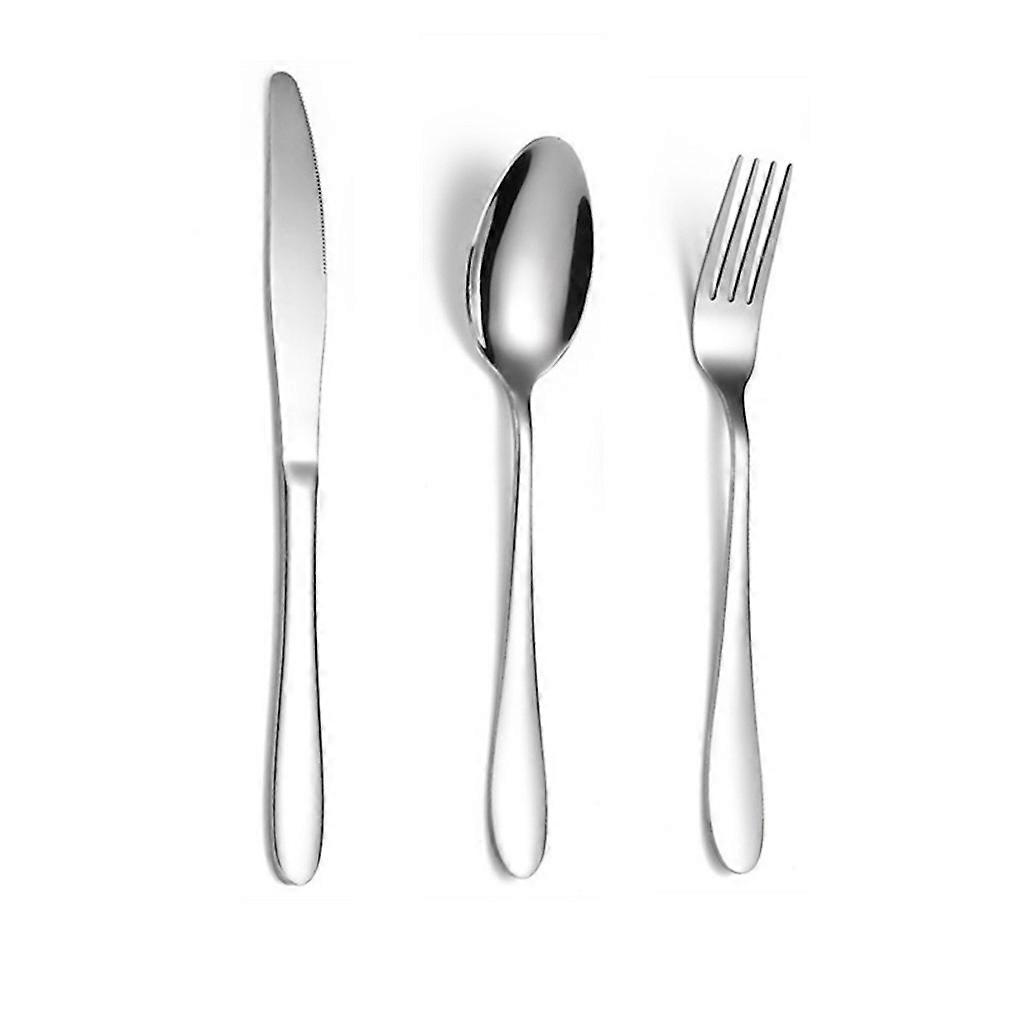 3pcs Cutlery Set Tableware Flatware Fork Knife Spoon Stainless Steel Silver