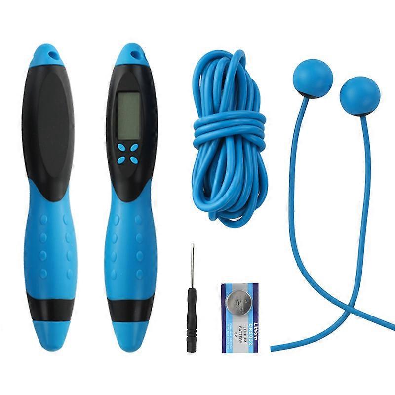 Sport Jump Rope, Cordless Skipping Rope with Calorie Counter and Timer, Adjustable Jump Rope, LCD Screen Showing, Non-Slip Handles for Adult, Child Bl